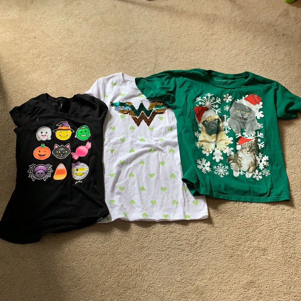 3 holiday tee shirts